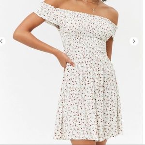 Smocked Floral Off-The-Shoulder Dress